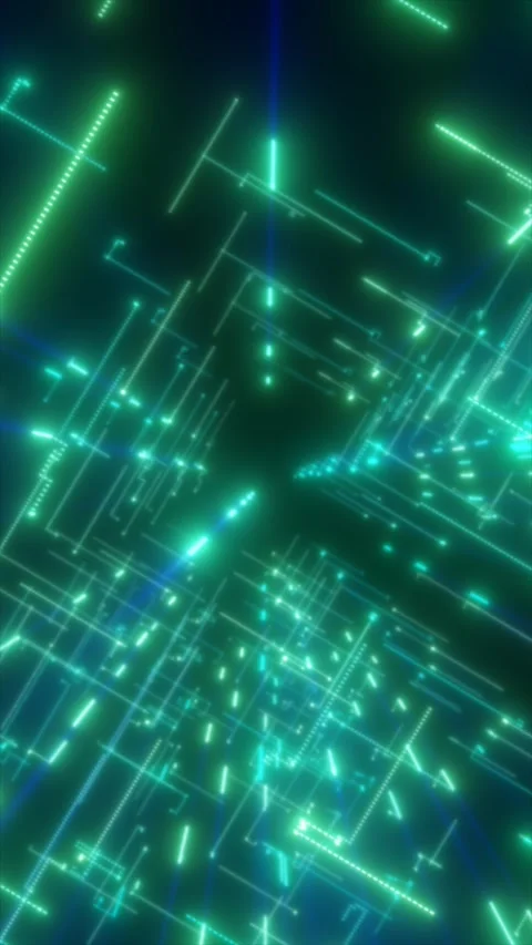 Green digital circuit grid with glowing lines, data pathways, and futuristi.. Stock Footage 334037294