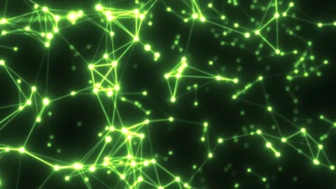 Green digital circuit grid with glowing lines, data pathways Stock Footage 335328166