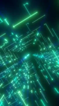 Green digital circuit grid with glowing lines, data pathways, and futuristi.. イラスト素材