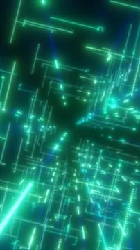 Green digital circuit grid with glowing lines, data pathways, and futuristi.. イラスト素材