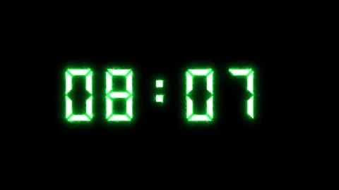 Green digital clock showing time counting 15 minutes high quality 4K stock .. Видео 338239051