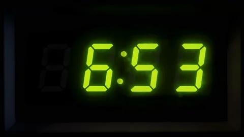 A Green Digital Clock Timelapse Infinite Loop Video stock 144395496