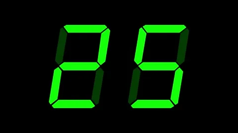 Green digital clockface with 2 digits. 30 seconds digital countdown. Clean Stock-Footage 331049311
