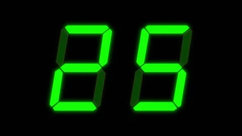 Green digital clockface with 2 digits. 30 second digital countdown. Glowing Stock-Footage 331094238