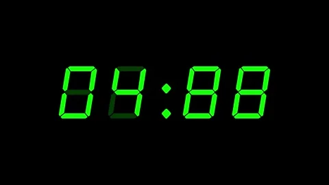 Green digital clockface with 4 digits. 30 second digital counter. Clean green Stock-Footage 331093953