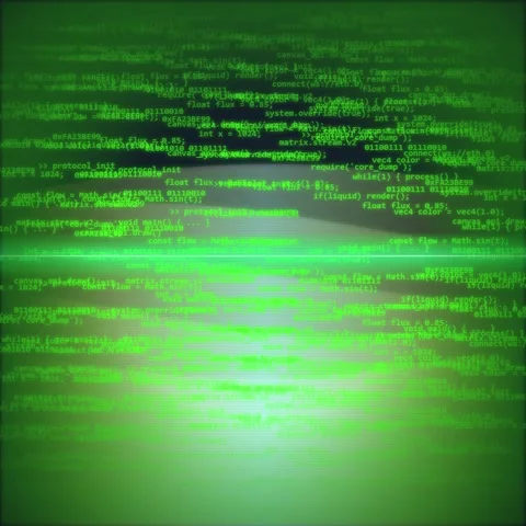 Green Digital Code Glitch Effect Overlay on Abstract Background Stock Footage 348199778