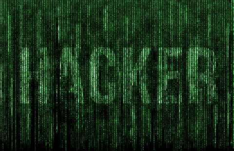 Green digital code with hacker in matrix style Stock Illustration