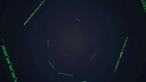 Green Digital Code Hexagon Overlay on Dark Background with Particles Stock Footage 348413303