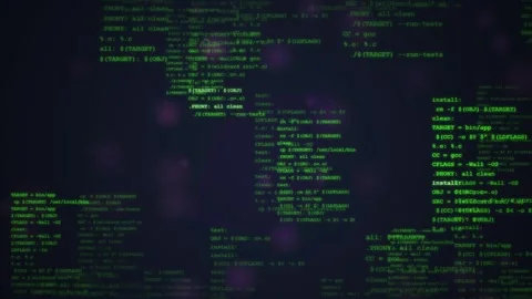 Green Digital Code Matrix on Dark Background - Futuristic Technology and Da.. Stock Footage 348415519