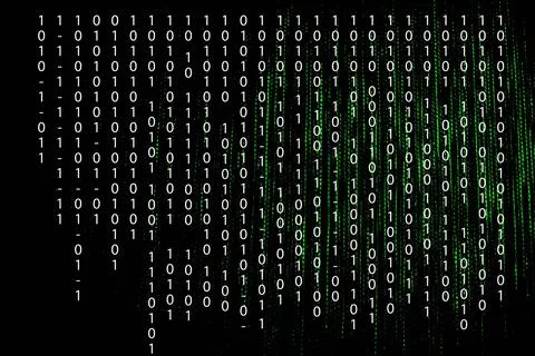 Green digital code numbers in matrix style . Foto stock