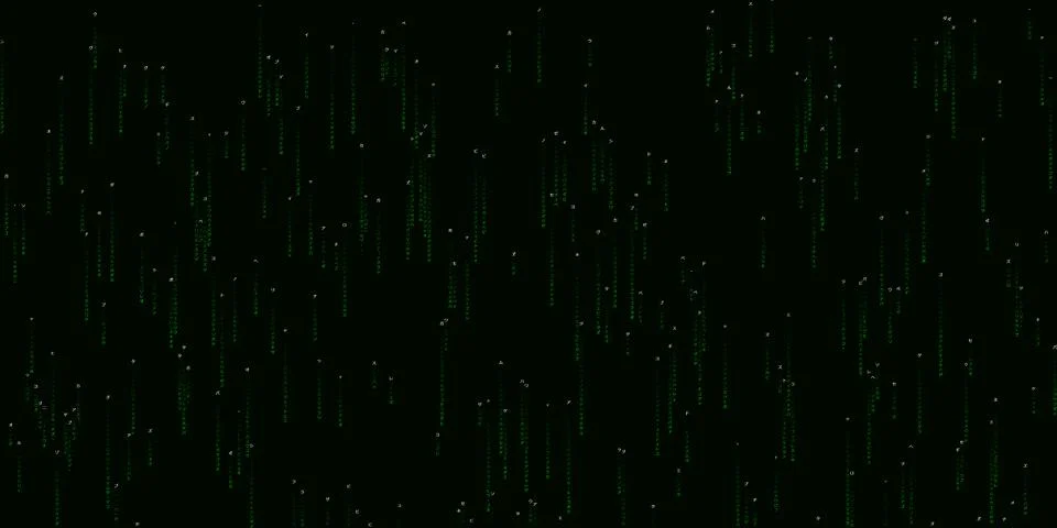 Green digital code rain falling on black background イラスト素材