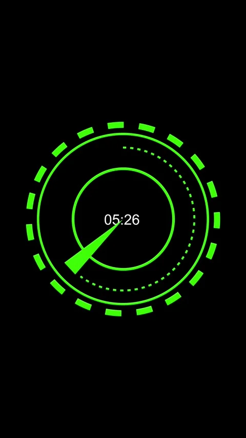 Green Digital Countdown Timer with Circular Graphics and a Black Background.. Stock Footage 337459352