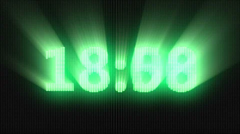 Green digital countdown timer, glowing over dark background with volume rays Stock Footage 28510704