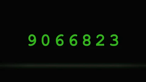 Green digital counter displaying rapidly changing numbers. 4K Video stock 343265570
