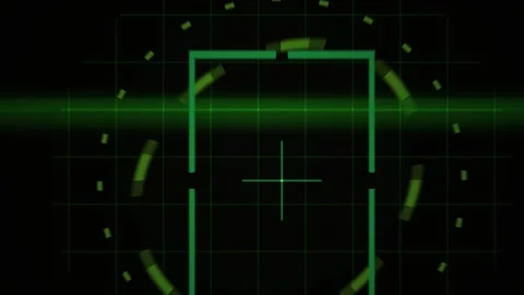 Green digital crosshair interface display. Stock Footage 340031722