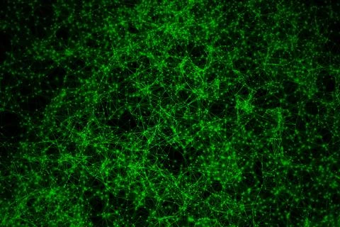 Green digital data and network connection triangle lines for technology conce イラスト素材