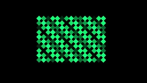 Green digital data blocks arranged in a grid pattern on a black background Stock Footage 341663504