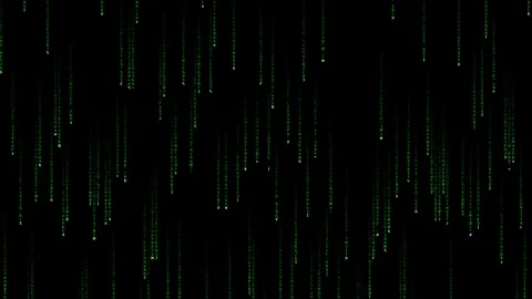 Green digital data rain of matrix code on black background. Green matrix rain. Video stock 334338193