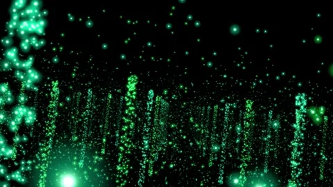 Green digital data streams flowing upwards in dark abstract space Stock Footage 327599556