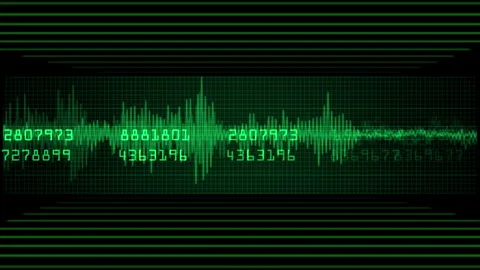 Green Digital Data Waves Analysis and Numeric Representation Stock-Footage 309786414