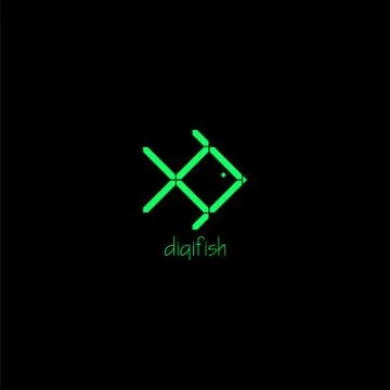 Green digital fish logo vector design Stock Illustration