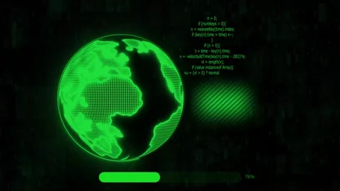 Green digital globe animation with progress bar. Green digital globe data p.. Stock Footage 337133134
