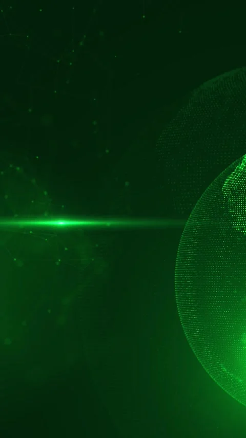 Green digital globe network background with dotted earth surface, soft node conn Stock Footage 340548982
