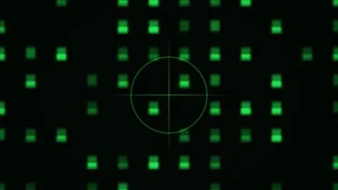 Green digital grid background with data patterns and focus Stock Footage 340243306
