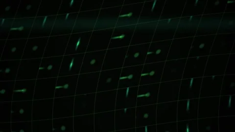 Green Digital Grid with Moving Glowing Particles for Abstract Technology Ba.. Stock Footage 343711621