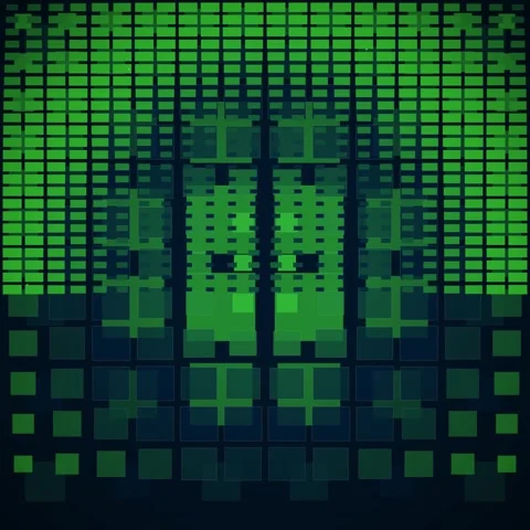 Green Digital Grid Pattern with Abstract Geometric Shapes and Dark Blue Bac.. 스톡 동영상 347812499