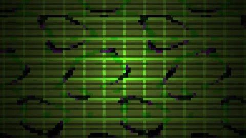 Green digital grid pattern with glitch effects and flickering motion. Stock Footage 334530783
