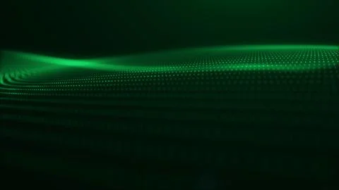 Green digital grid wave with glowing dots and smooth futuristic surface. Ab.. 스톡 일러스트