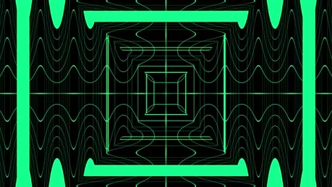 Green digital interface grid futuristic tech loop background Видео 333937046