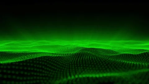 Green digital landscape of particle waves seamless loop Stock Footage 321324187