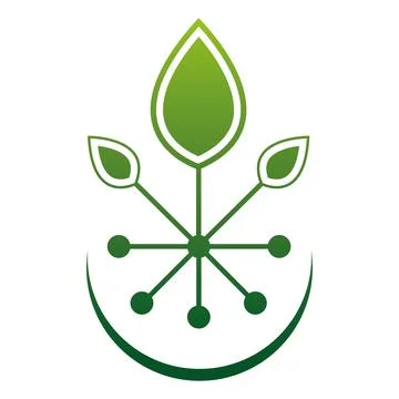 Green Digital Leaf Connection Logo Design for Technology and Nature Integration Stock Illustration