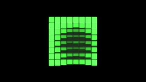 Green digital led grid pulsing on black background featuring retro pixelate.. Stock Footage 342583152