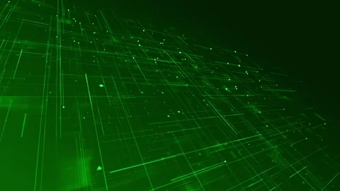 Green digital line and grid perspective technology abstract background Video stock 243823426