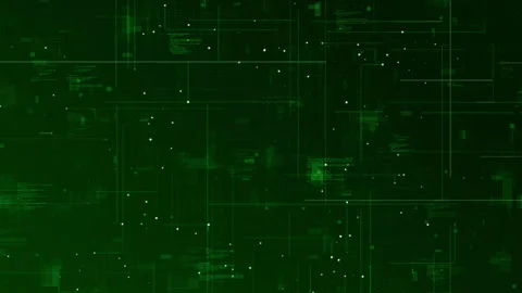 Green digital line and grid perspective technology abstract background Stockbeeldmateriaal 243896306