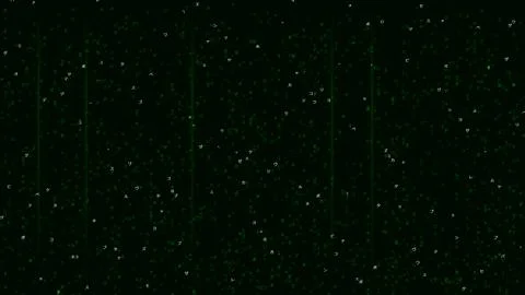 Green digital matrix code falling on black background Stock Illustration