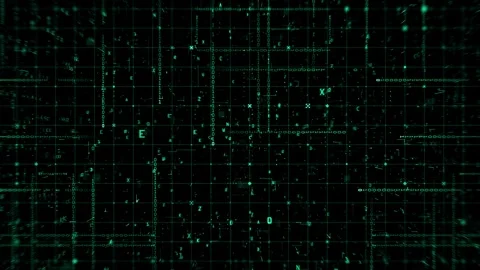 Green Digital Matrix Code Grid – Futuristic Cybersecurity Data Tunnel Stockbeeldmateriaal 335809408