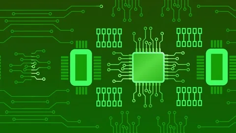 Green digital microcircuits abstract background Stock Footage 195542368