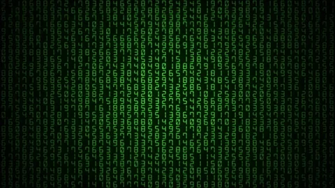 Green Digital Numbers Random Changing Grid Loop 4k Black Background Stock Footage 346447230