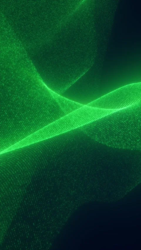 Green digital particle wave forming a futuristic data landscape with glowin.. Stock Footage 337032462