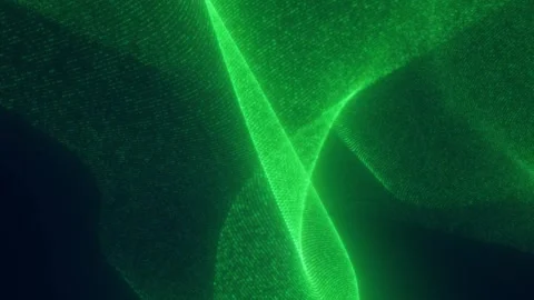 Green digital particle wave forming a futuristic data landscape with glowin.. Stock Footage 338032377