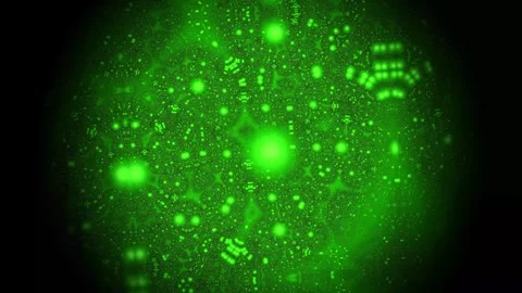 Green digital patterns creating visual effects in a dark Stock Footage 338228448
