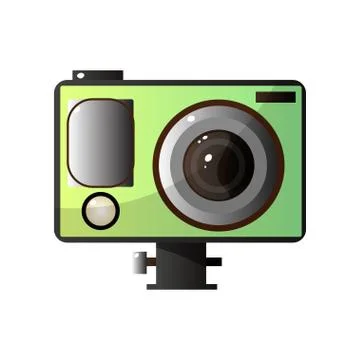 Green Digital Photo Camera Vector Illustration. Digital Photo Cameras Stock Illustration