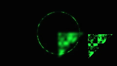 Green Digital Radar Circle and Triangle Abstract Motion in Dark Space 스톡 동영상 341720522