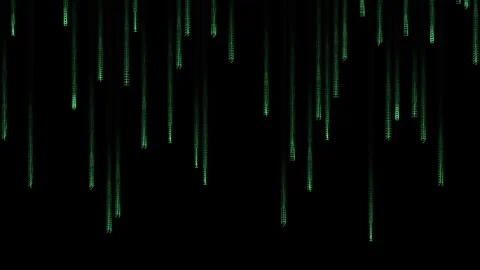 Green digital rain falling in sequence against a dark backdrop representing.. Stock Footage 339947532