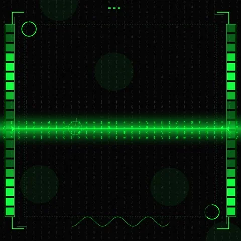 Green Digital Scanline Interface with Matrix Code Background - Technology A.. Видео 347259661