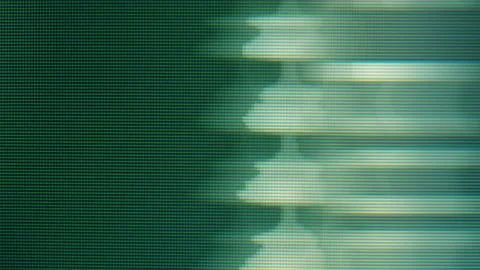 Green digital screen glitching with pixel interference Illustrazione stock